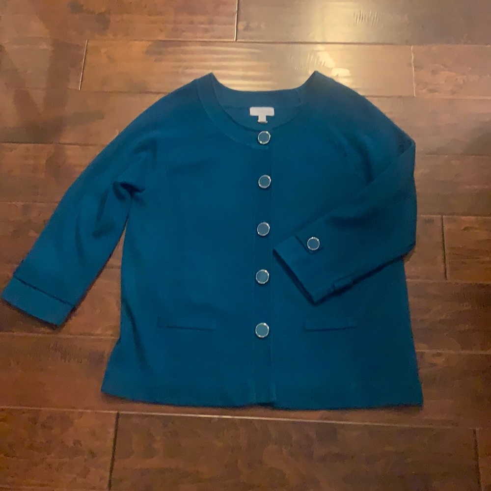 Amber sun gorgeous teal green color with matching buttons sweater cardigan